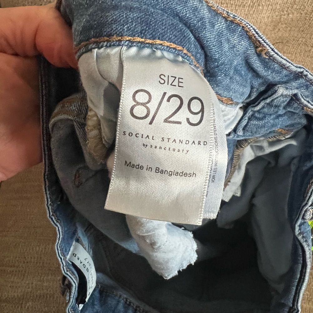 Sanctuary Social Standard Jeans Size 8 Slim Straight Raw Hem - Picture 7 of 8